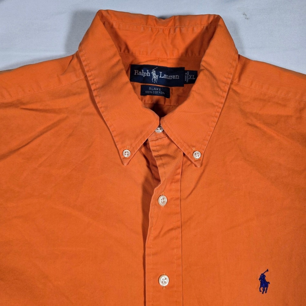 Polo Ralph Lauren Blake Mens XL Orange Short Sleeve Button Down Cotton Shirt